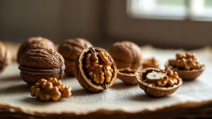 Kacang kenari utuh dan kupas