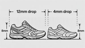 ilustrasi heel drop sepatu hybrid