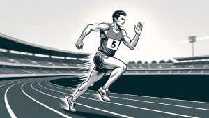 Ilustrasi seorang pelari melakukan strides dengan akselerasi gradual. Gerakan yang terkontrol dan efisien menjadi ciri utama latihan ini