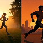 Ilustrasi Perbandingan Lari Pagi dan Sore