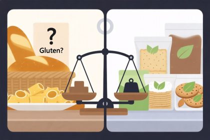 Ilustrasi tren diet bebas gluten vs makanan mengandung gluten