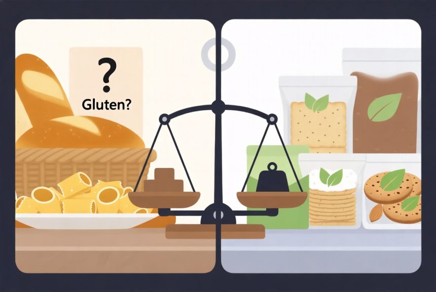 Ilustrasi tren diet bebas gluten vs makanan mengandung gluten