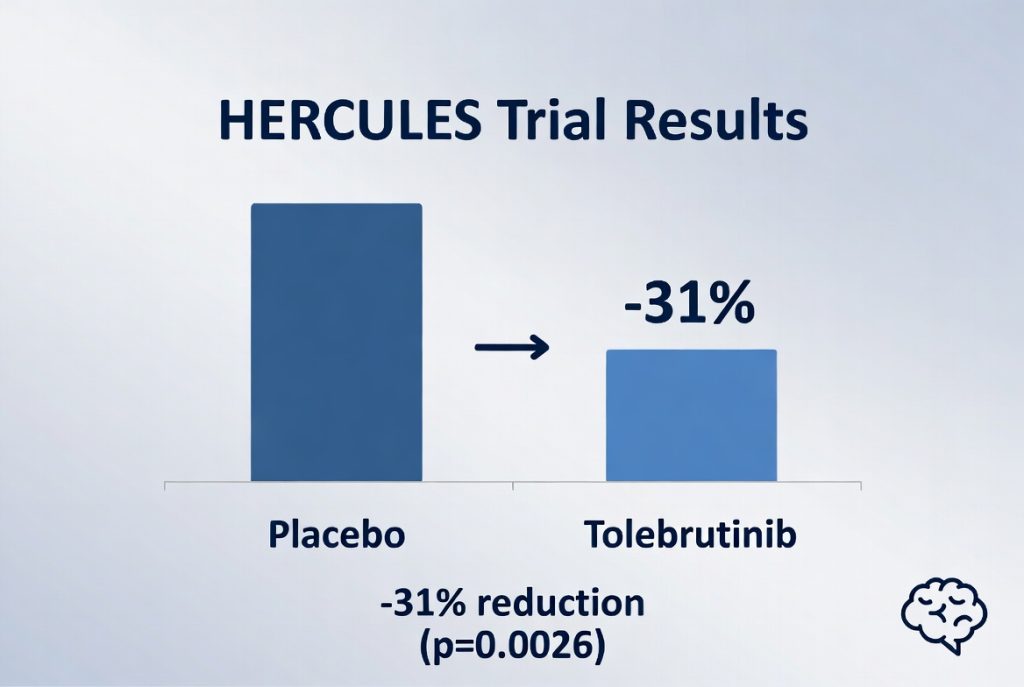 Grafik Uji Klinis HERCULES: Hambatan Kecacatan 31% dengan Tolebrutinib