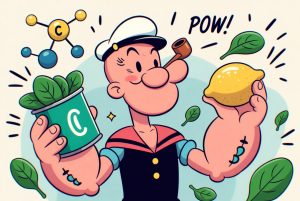 Ilustrasi Popeye dan bayam fakta menarik tentang penyerapan zat besi dengan vitamin C