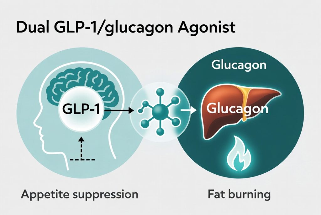 Mekanisme kerja dual GLP-1/glucagon agonist di otak dan hati