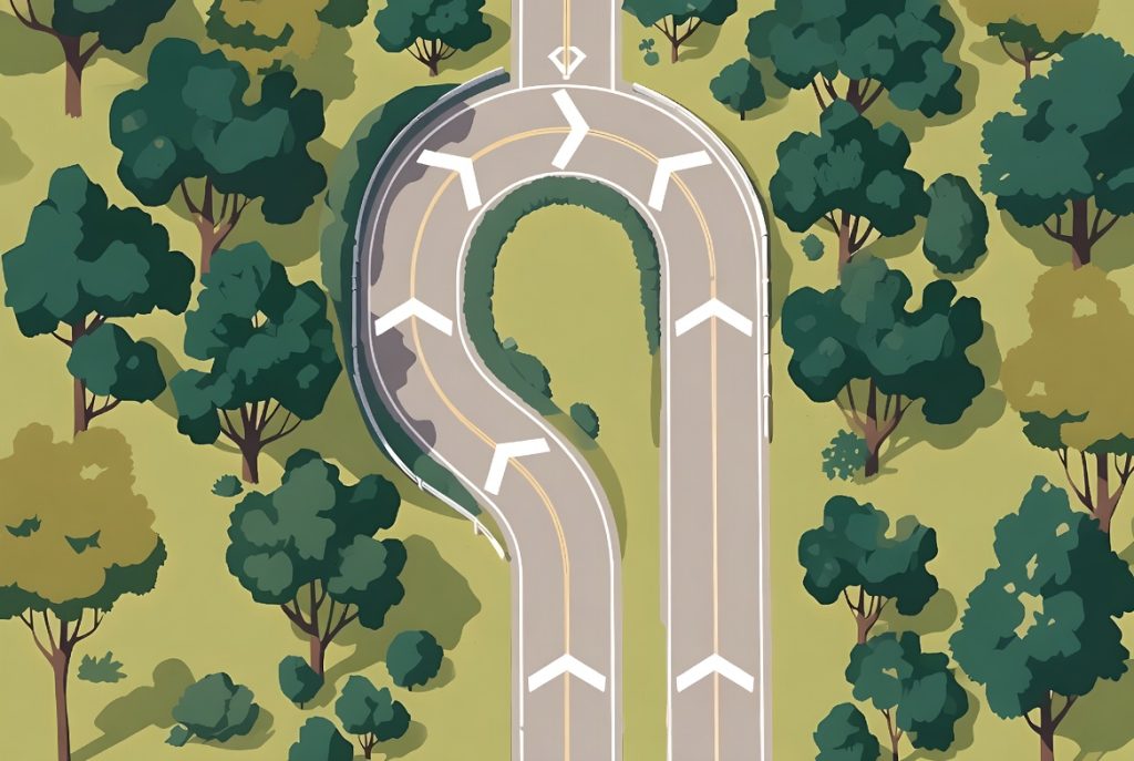 Ilustrasi 6 repetisi hill repeats dengan rute tanjakan dan turun