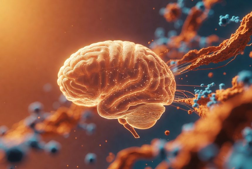 Ilustrasi Otak yang Bersinar dengan BDNF