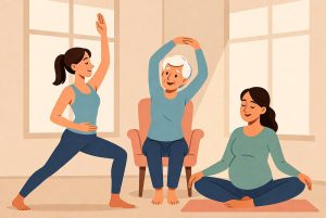 Ilustrasi yoga untuk semua usia