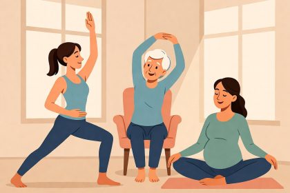 Ilustrasi yoga untuk semua usia