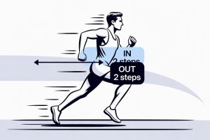 Ilustrasi ritme 2:2 langkah kaki dan pernapasan