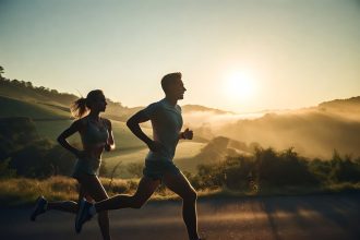 Pelari melakukan hill repeats di tanjakan pagi hari