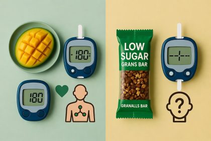 perbandingan mangga segar dan granola bar rendah gula untuk kontrol gula darah