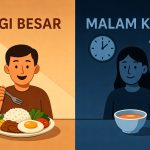 Ilustrasi Perbandingan Porsi Makan Pagi vs Malam