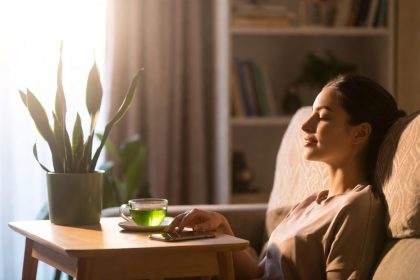 Woman Putting Phone Aside for Digital Detox