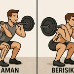 Ilustrasi Perbandingan Depth Squat Aman vs Berisiko