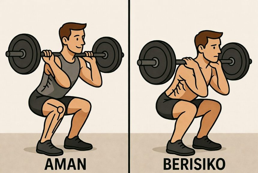 Ilustrasi Perbandingan Depth Squat Aman vs Berisiko