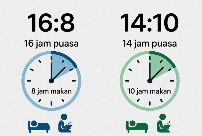 Perbandingan metode puasa Intermittent Fasting 16:8 dan 14:10 untuk pemula