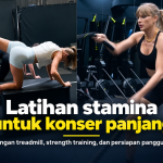 Latihan stamina untuk konser panjang dengan treadmill, strength training, dan persiapan panggung